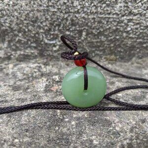 Natural Jade Pendant Peace Buckle Necklace